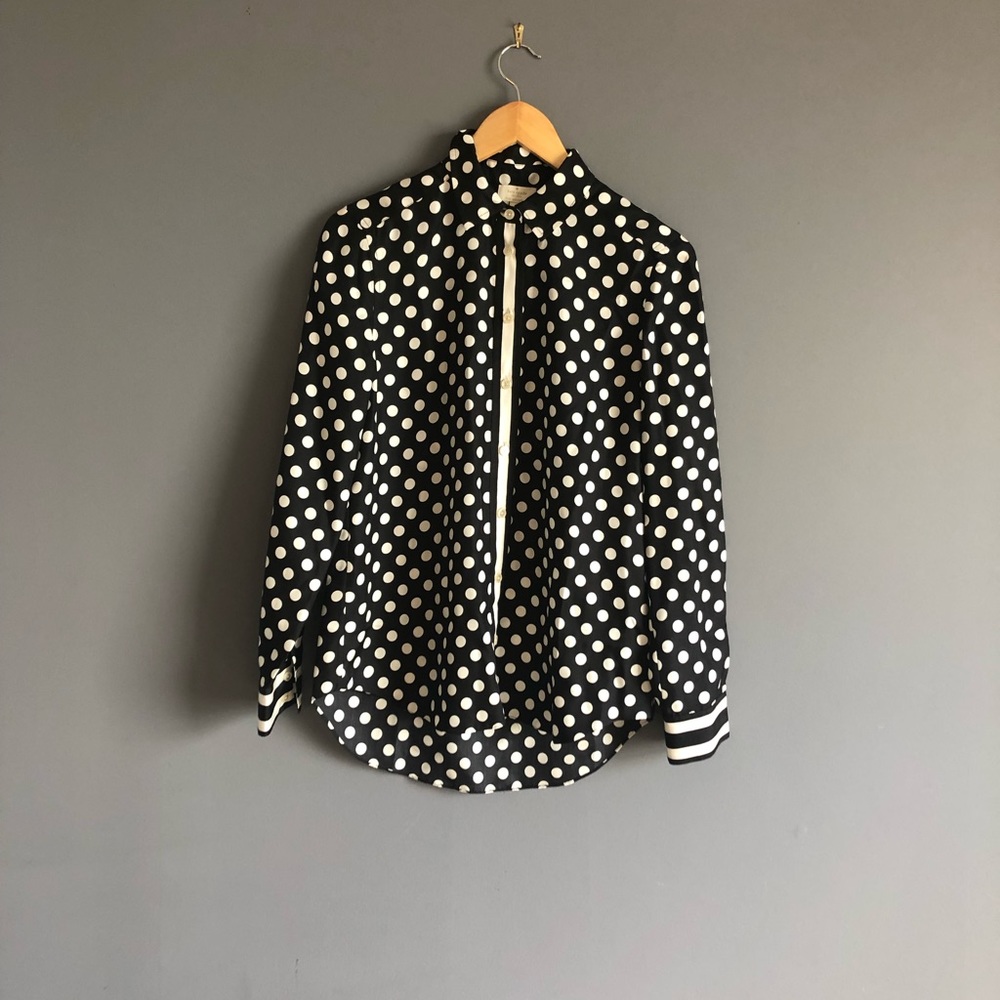 New Kate Spade Polka Dot Blouse XS 100% Silk